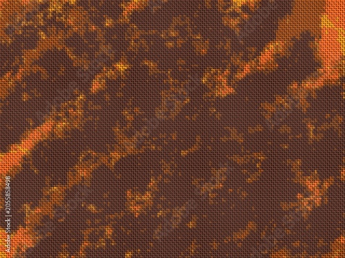 Fiery orange streaks dance across a rugged, earthy surface. Texture feels rough, hot, and ancient. Warm hues suggest molten rock or lava flows. Ideal for fire, nature, or extreme environments