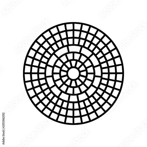 Tableau sur toile Black Metal Grid Pattern Circle Design.