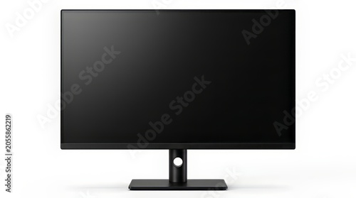 Black computer monitor screen isolated on a clean white background