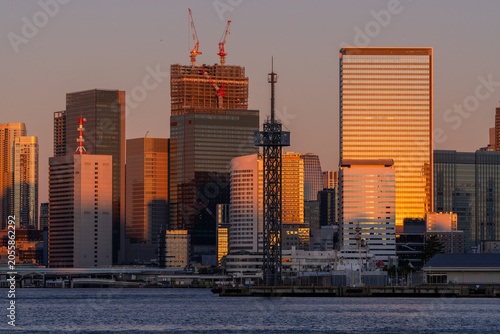 Quadro su tela 朝日に染まる東京湾岸の高層ビル群
Tokyo Bay Waterfront High-Rise Buildings in Morning Light
