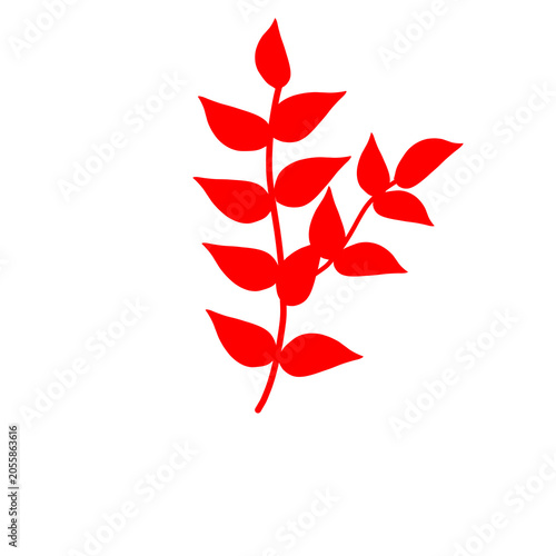 Minimalist red plant branch Illustration hand-draw