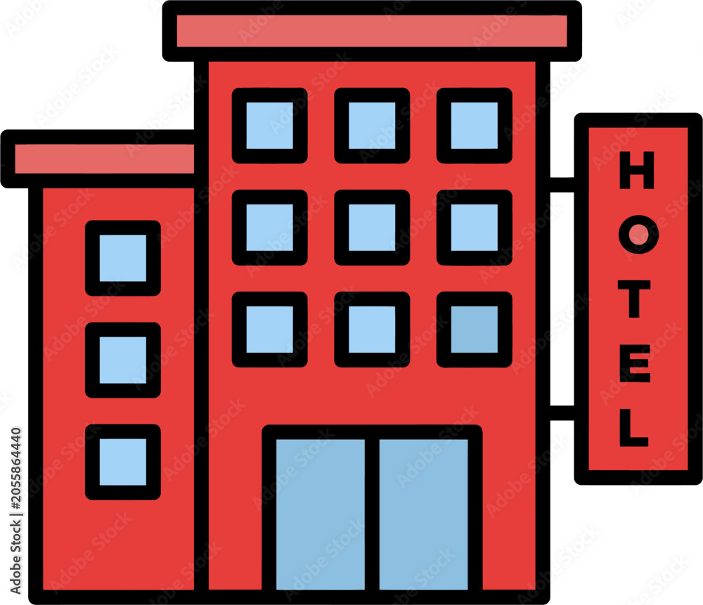Naklejka premium Modern Flat Hotel Logo Colorful Accommodation Vector