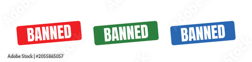 Photos Banned Stamp Badge Label Sticker Set in Green Red Blue Colors for Restriction Wa