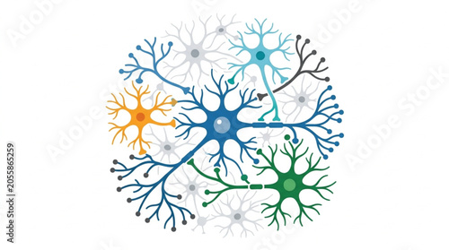 Abstract illustration of interconnected neurons and neural network.