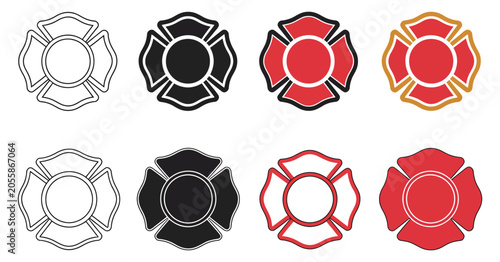 Photos Firefighter Maltese Cross Vector Emblem, Fire Department Badge, Rescue Icon and