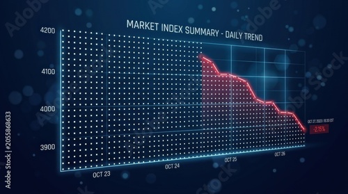 Digital illustration stock market chart Concept of and fintech forex concept. Blurry blue