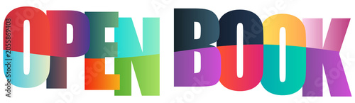 Colorful gradient letters forming open book text design