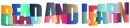 Colorful text design with read and learn message isolated on transparent background