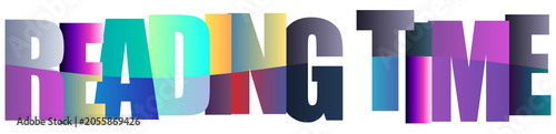 Colorful text reading time isolated on transparent background