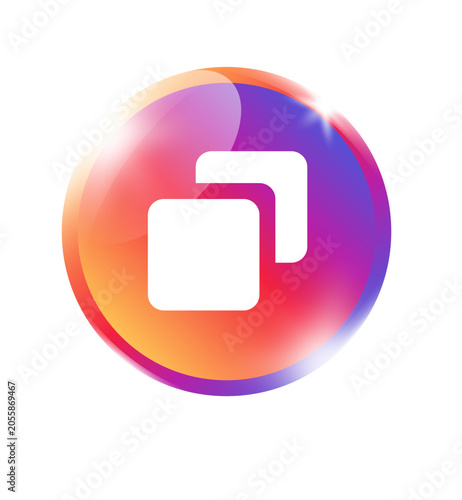 Foto Copy icon in colorful orange pink purple gradient circle badge for copy duplicate clone content text file replicate paste and app on transparent background