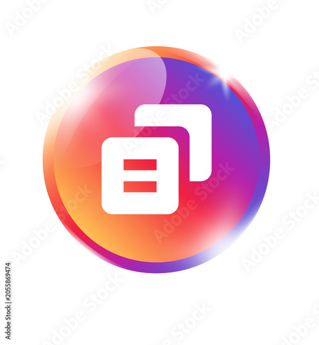 Foto Copy icon in colorful orange pink purple gradient circle badge for copy duplicate clone content text file replicate paste and app on transparent background