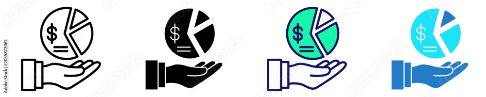 Foto Financial Distribution Icon Set Multiple Style Collection