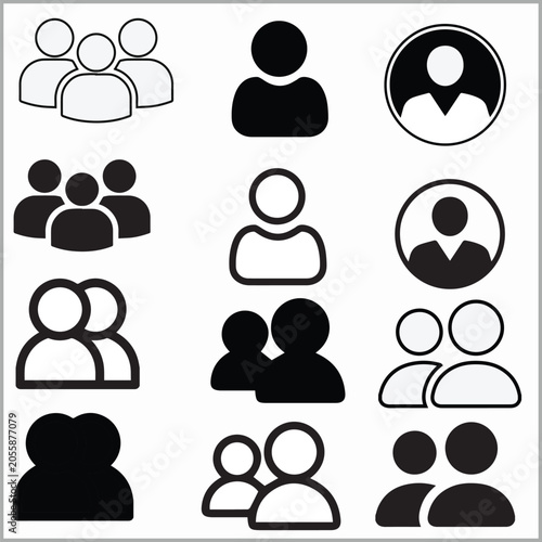 User profile icon set, people avatar signs vector.