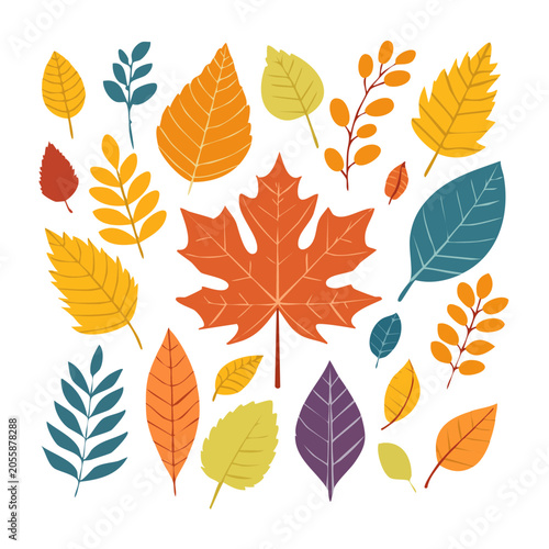 Autumn Leaves Flat Design Vector