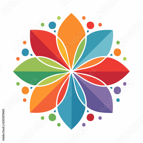 Colorful abstract flower with petals and dots