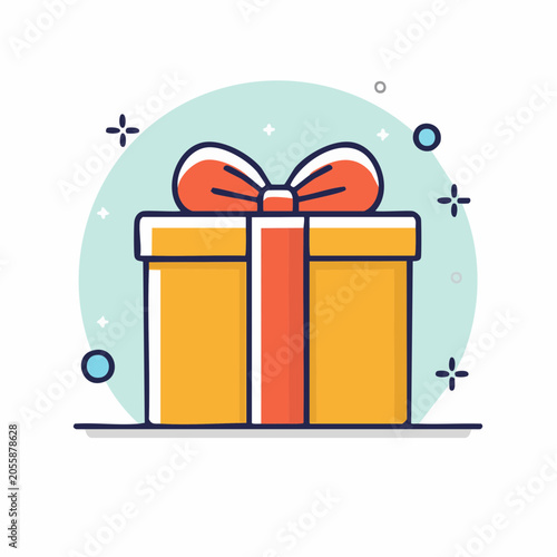 Gift Box with Red Ribbon and Bow