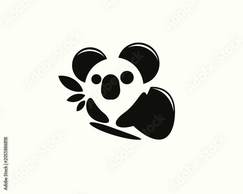 simple abstract koala black silhouette logo design template illustration