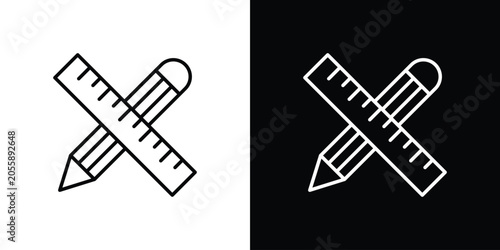 Bild auf Leinwand Pencil and ruler icon on a white background. Vector Icon Design