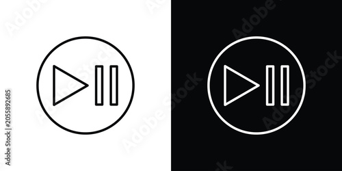 Schilderij op canvas Play pause icon on a white background. Vector Icon Design