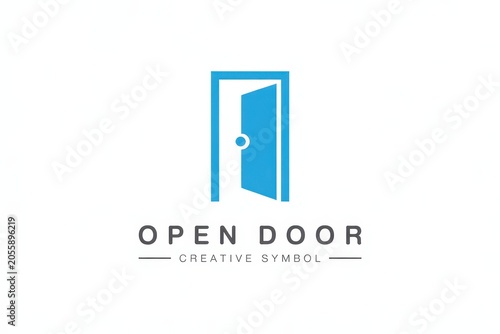 Open Door Creative Symbol Logo Design Isolated on White Background