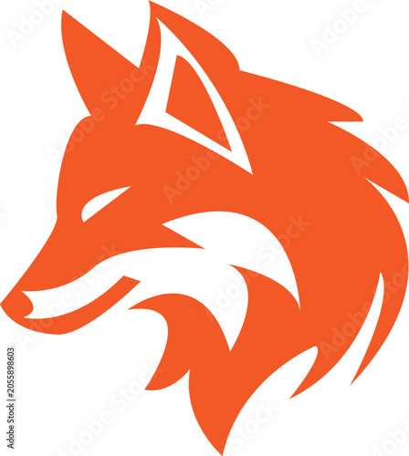 Bild auf Leinwand A sleek and modern graphic illustration of a fox's head in a vibrant orange hue,