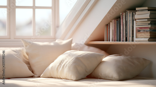 A cozy seating area in the attic