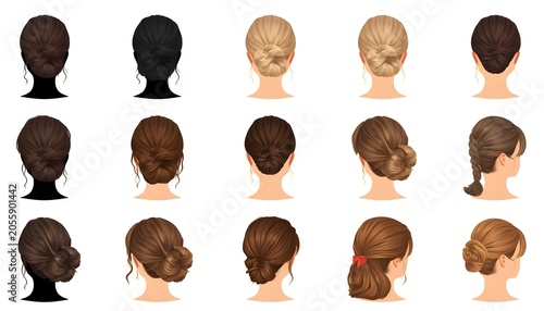 Mother and Daughter Hairstyle Collection Vector Design Set