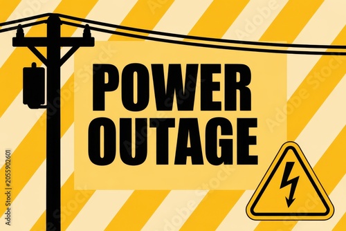 Power outage conceptual graphic with electric utility pole
