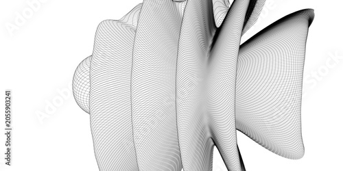 Fotografija Abstract grayscale rendering of a stylized fish skeleton.