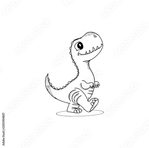 Cute Dyno T Rex outline sketch coloring book template