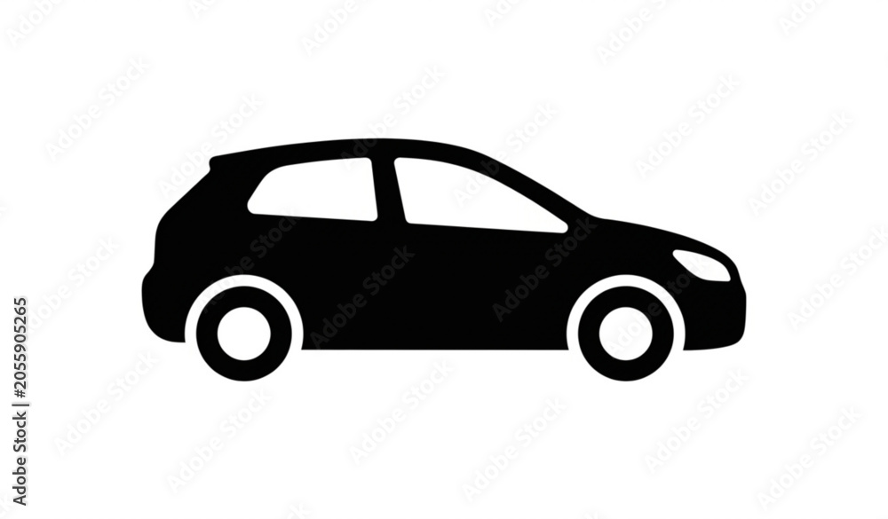 Fototapeta premium Black Small Car Silhouette Transportation Symbol Vector Illustration