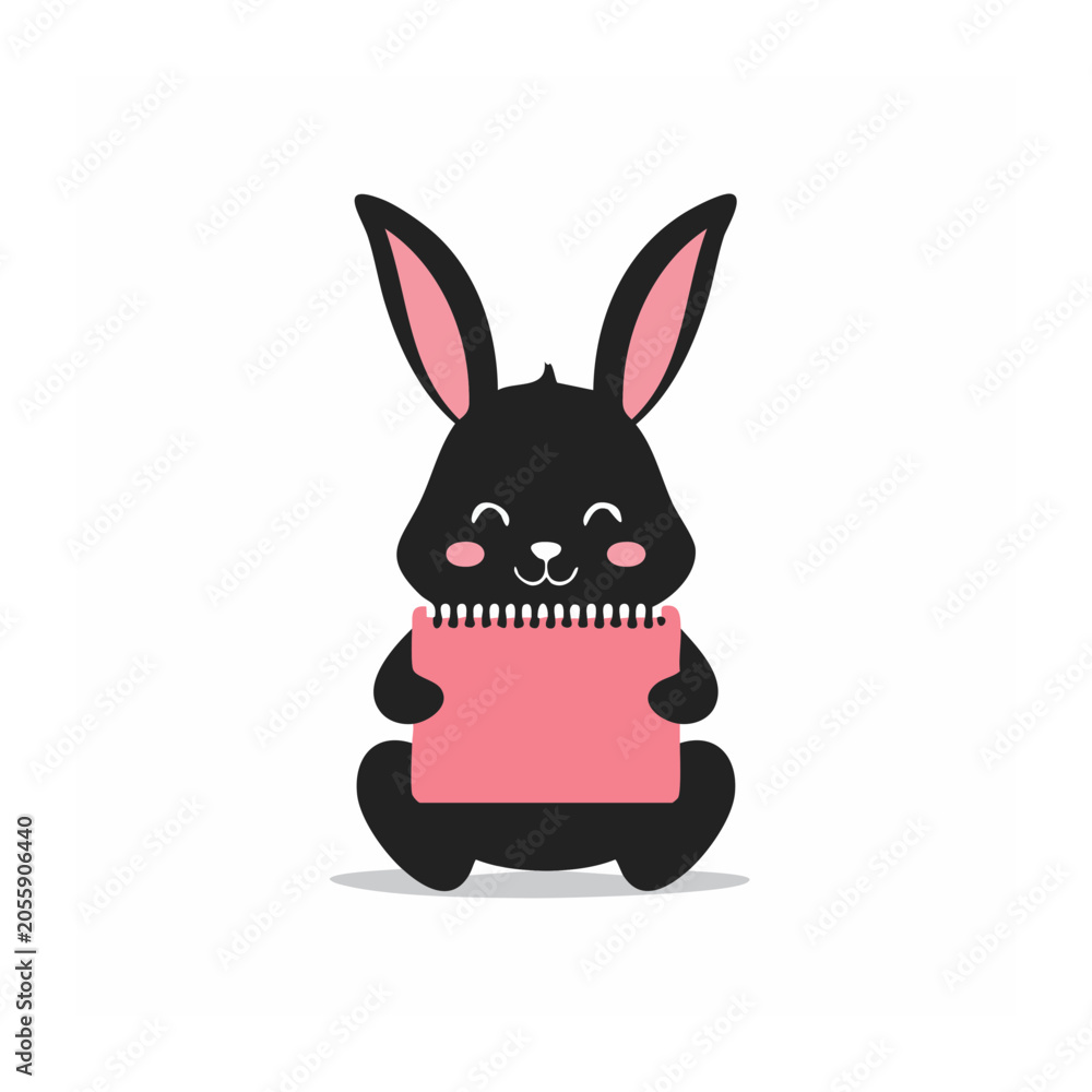 Obraz premium Black cat with pink bow vector