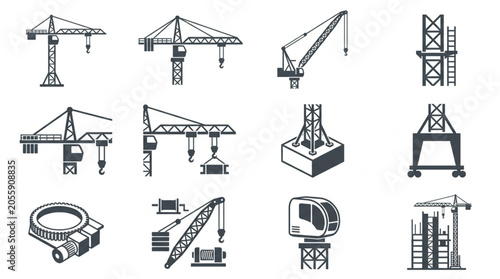 Canvastavla Collection of construction crane icons and illustrations.