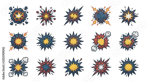 Collection of Comic Book Style Explosion Graphics.