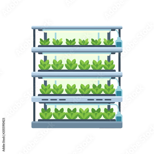 Foto A vertical farming rack with multiple levels of green leafy plants