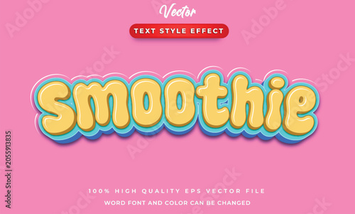 Editable Text Effect smoothie 3d Style