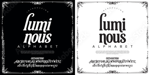 Foto Luminous Elegant Display Font With Vintage Aesthetic Full Alphabet Numbers And O
