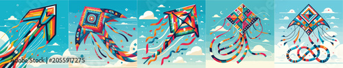  UNIQUE KITE VECTOR FLATDESIGN