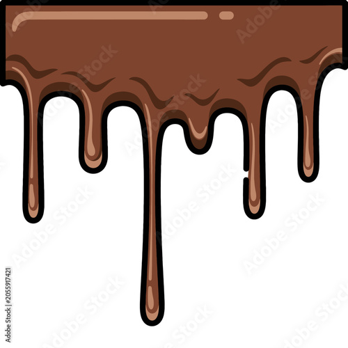 A flat vector illustration of thick brown chocolate dripping down