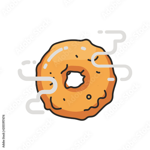 A freshly baked golden ring pastry with rising steam lines