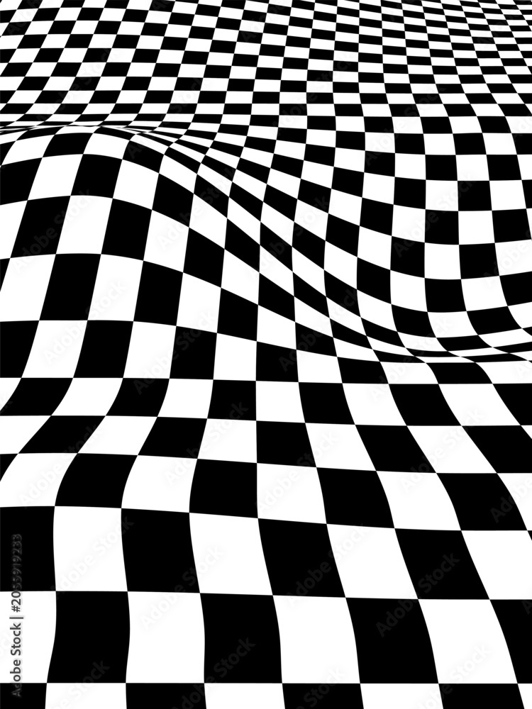 Obraz premium Distorted Checkerboard Pattern Optical Illusion.
