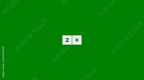 2x, Double, Two Times Concept - Minimal Flat Design Motion Graphics Clip - Green Screen, 7.5% Gray, Arial Heavy Font