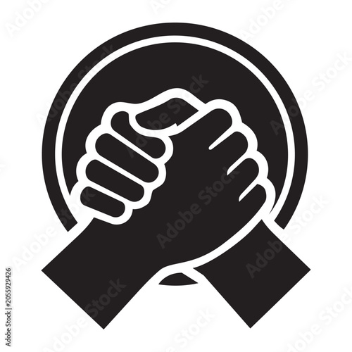 Two strong hands clasped together in a powerful symbol of unity and cooperation