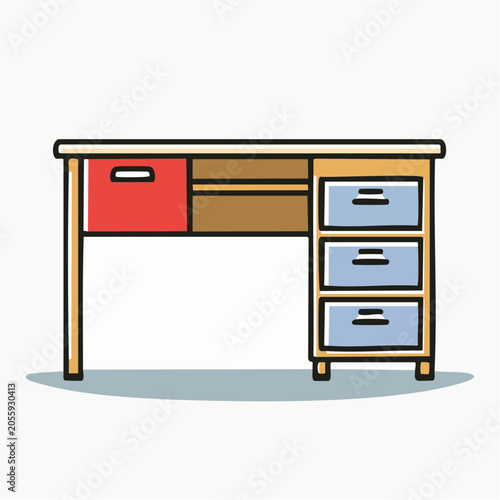 Cartoon Desk with Drawers