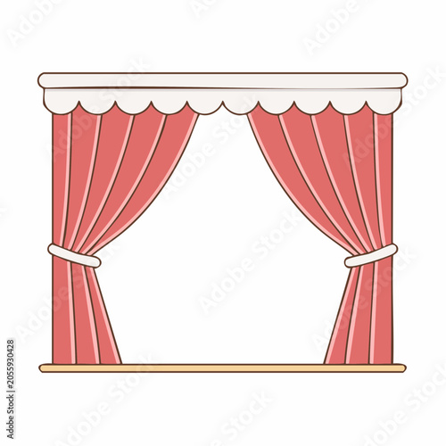 Cartoon Illustration of Red Stage Curtains