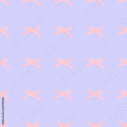 Cute seamless pink bows pattern on pastel lavender background for trendy coquette fashion design.
