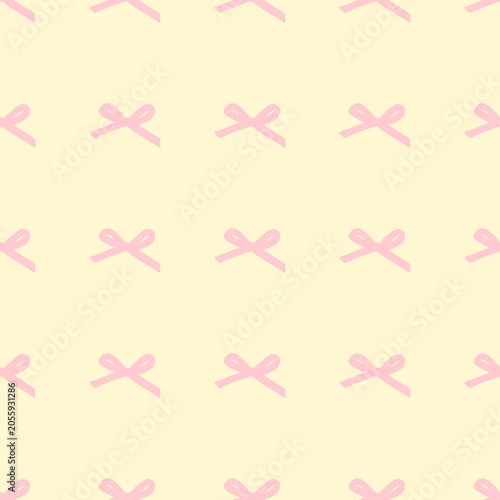 Cute seamless pink bows pattern on soft cream background for coquette aesthetic product design.