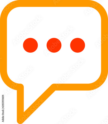 Orange chat bubble icon with red dots representing digital messaging and modern social media illustration