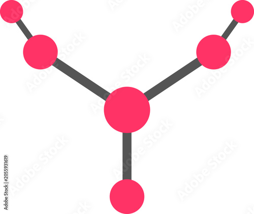 A minimalist pink network node diagram representing data structures connectivity and organizational hierarchy flat illustration