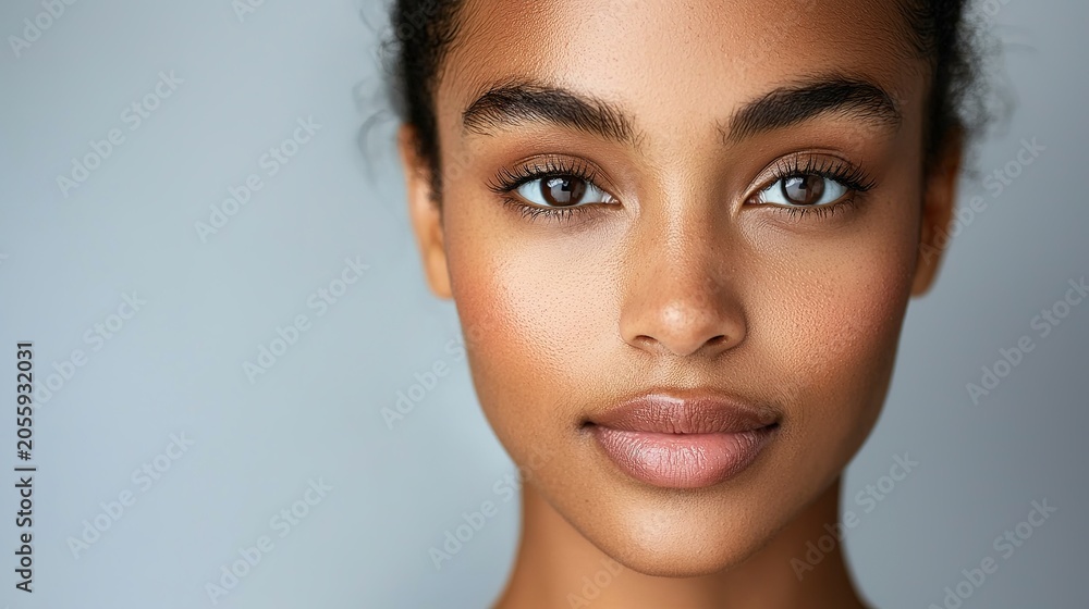 Fototapeta premium Captivating close-up portrait of a natural beauty studio setting photography calm background eye-level view realism